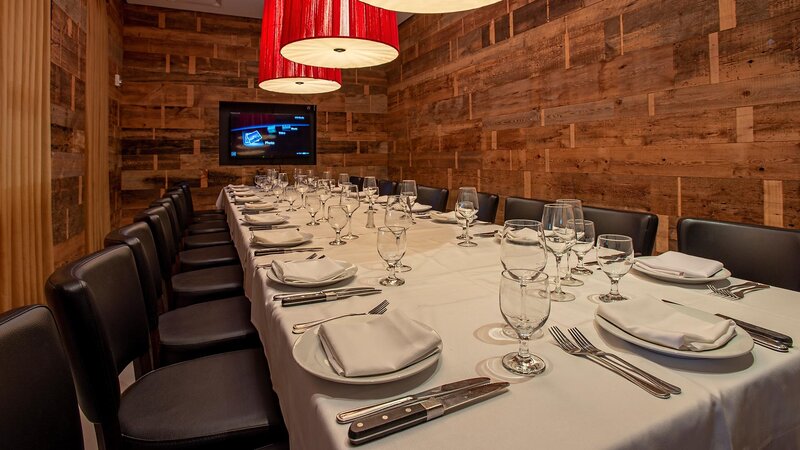 Private dining room set for a large party